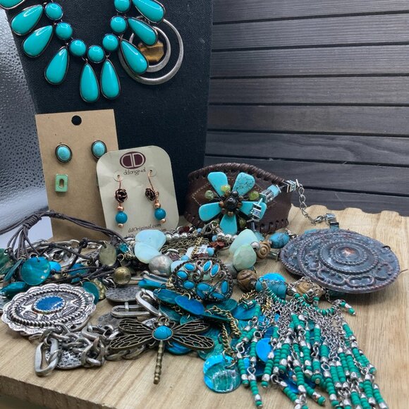 Jewelry Lot Jewelry - Unsearched Mixed Faux Turquoise BOHO Jewelry Lot